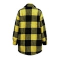 thumbnail image 4 of QIYAGBSA Plaid Fleece Jackets for Women Button Down Lapel Collar Fuzzy Plush Shacket Oversized Long Sleeve Fall Winter Warm Coat with Pockets, 4 of 9