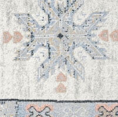 Everwash Treasure Saul Southwest Geometric Machine Washable Runner Area Rug, Grey/Navy Blue, 2'2"x7'2"