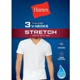 Hanes Men's Stretch White VNeck Undershirts, 3 Pack