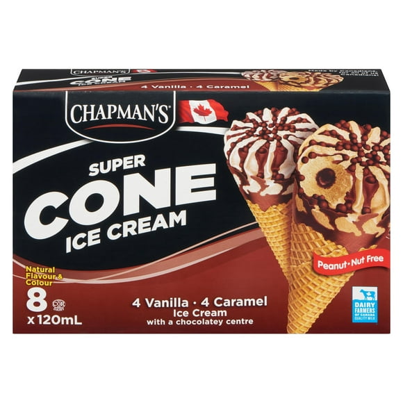 Chapman's Super cornet de crème glacée avec centre au chocolat 8 x 120mL