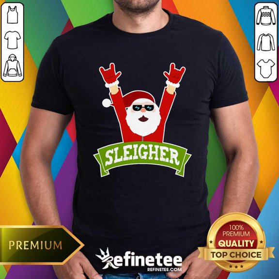Nice Sleigher Heavy Metal Music Santa Christmas T-Shirt