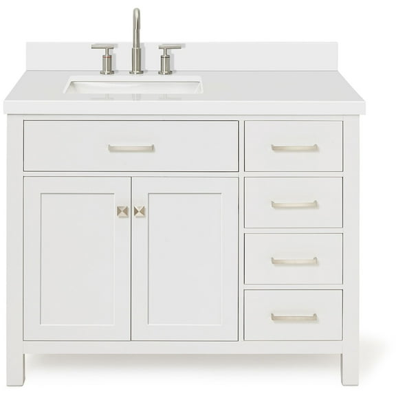 Ariel H043slwqrvo Bristol 43" Free Standing Single Rectangular Basin Vanity Set - White