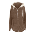thumbnail image 4 of Sherpa Fuzzy jackets for women with hooded Long Sleeve Lightweight Faux Fur Coat Fashion Zipper Sweatshirt Winter Warm Outwear with Pockets, 4 of 4