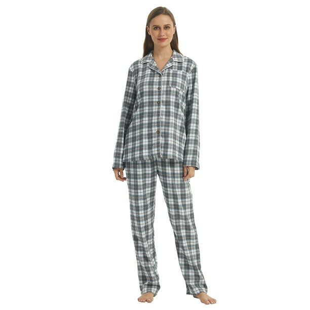 Pajamas set on white background, women's plaid pajama pants and a