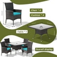 thumbnail image 4 of ALAULM 5 Pieces Patio Dining Set Outdoor Rattan Furniture with Square Glass Tabletop 4 Chairs with Cushions for Patio, Backyard Outdoor Kitchen Lawn & Garden Blue, 4 of 8
