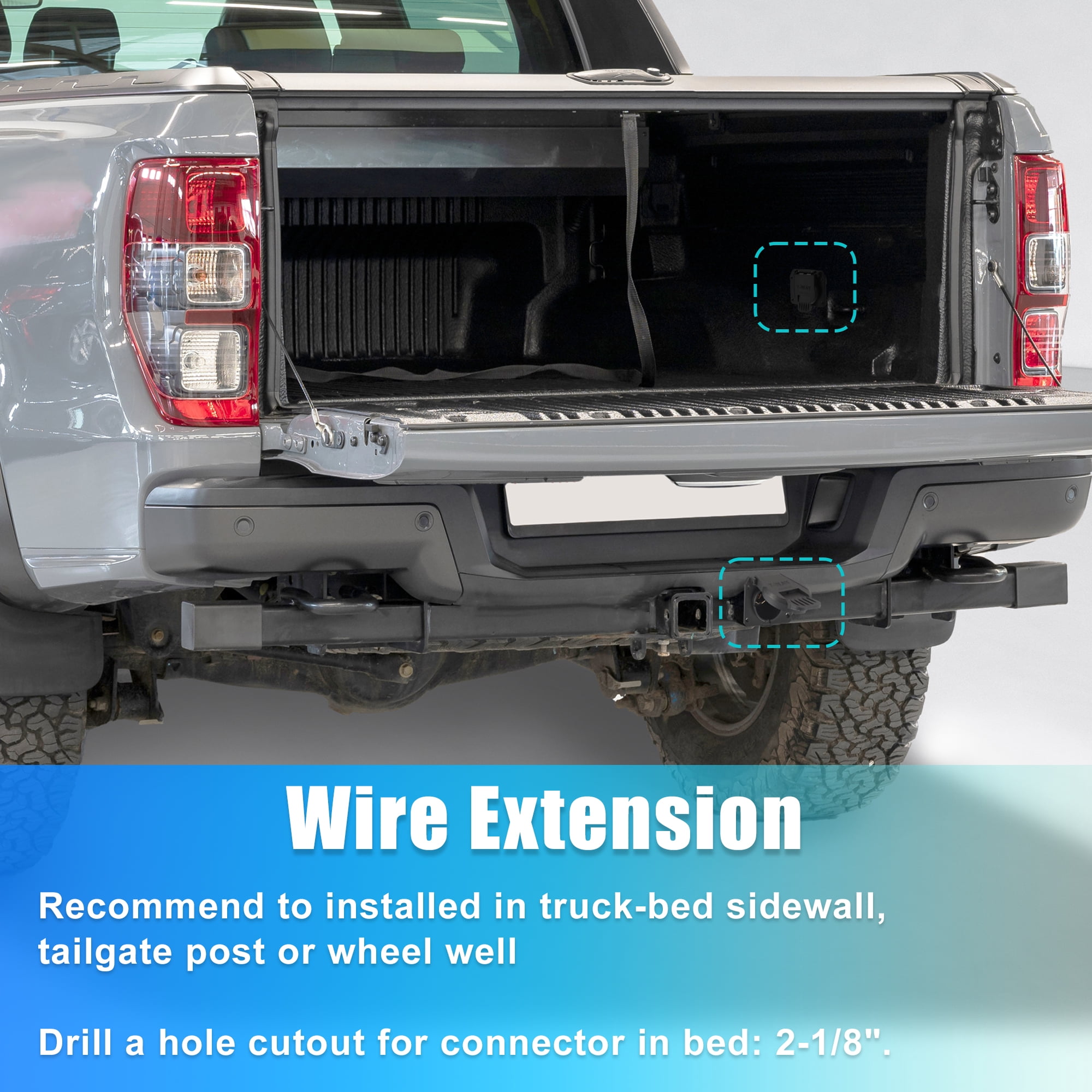 Unique Bargains 7 Foot 7 Pin Trailer Wiring Harness Extension Connector