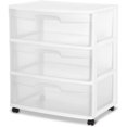 thumbnail image 1 of LDHF 2 Pack Storage Organizer Cart, Plastic 3 Drawer Wide Rolling Cart w/Drawer Bins, 1 of 4