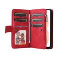 thumbnail image 2 of Multifunctional Case for Moto G Power 2021,[RFID Blocking] 9 Credit Cards Holder Wrist Strap, Premium PU Leather Zipper Wallet Purse Magnetic Flip Phone Cover for Motorola Moto G Power 2021, Red, 2 of 12