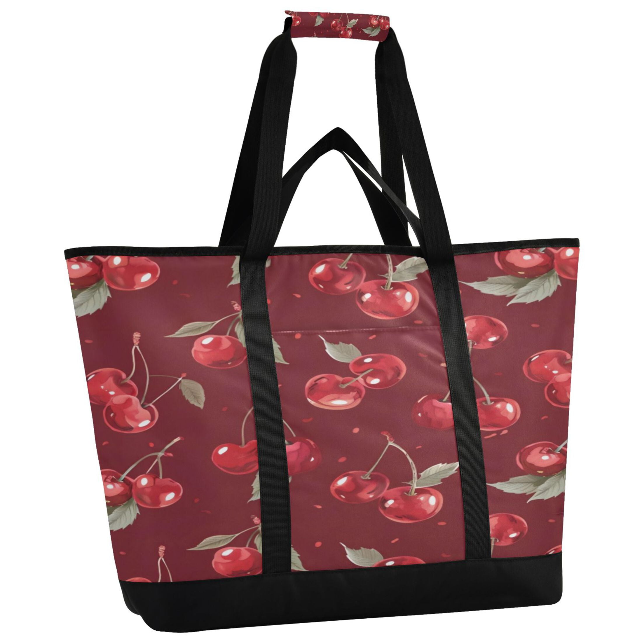 Large Hand-held Ice Pack Picnic Bag Insulation and Refrigeration Suitable for Shopping Picnics and Camping Red Cherry