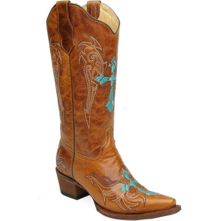Circle G Women's Retro Wing And Cross Embroidered Cowgirl Boot Snip Toe -