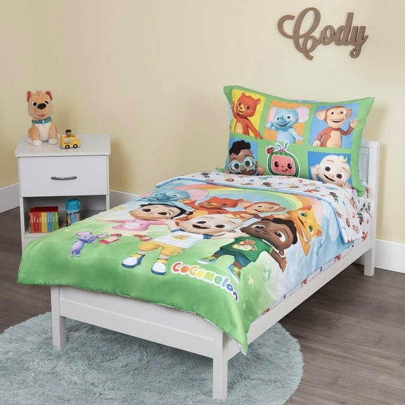 4-Piece Toddler Bedding Set, Cute as a Rainbow, Toddler Bed, Green