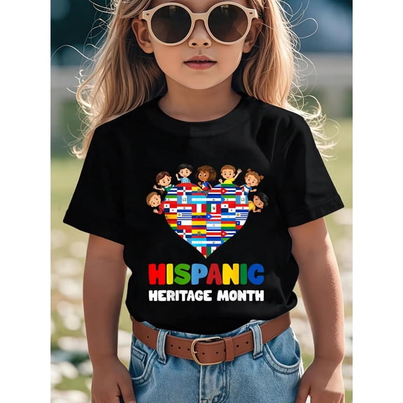 Hispanic Heritage Month Kids Boy Girl Toddler LatinoCotton Soft Graphic Tee Breathable Playwear T-Shirt