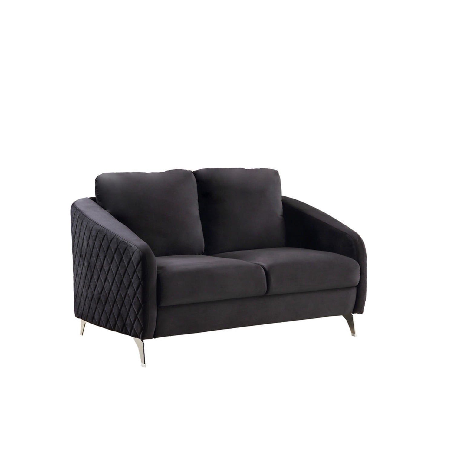 Sofia Black Velvet Elegant Modern Chic Loveseat Couch