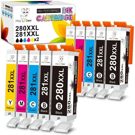 10-Pack PGI-280XXL/CLI-281XXL Ink Cartridges Compatible for Canon PGI-280 CLI-281 280xxl 281XXL Ink Cartridges for Pixma TR8520 TR8620a Printers