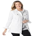 thumbnail image 1 of Woman Within Plus Size Long Stretch Denim Jacket Oversized Jean Jacket - 22 W  Indigo, 1 of 6
