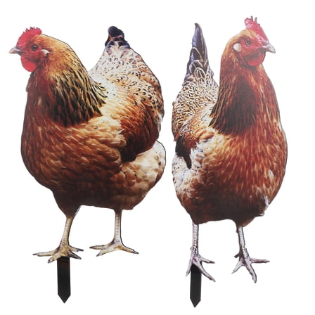 2 Pcs Chicken Garden Decoration Sculpture Outdoor Ornament Lawn