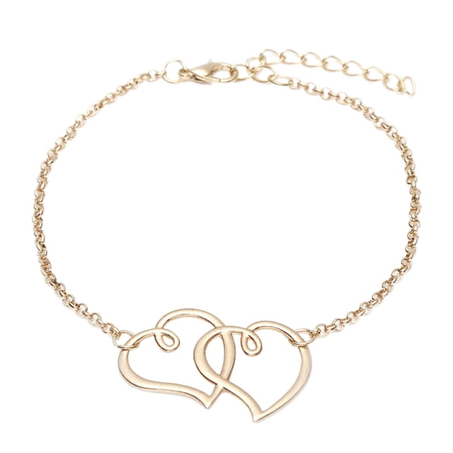 Corazón Tobillera Playa Verano Melocotón Moda Tobillera Corazón Doble Calzado Tobillera
