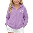 thumbnail image 2 of DJDLJWCJ Girls Zip Up Hoodie Fleece Lined Winter Warm Hoodies Solid Color Casual Jacket Purple Size 13, 2 of 9