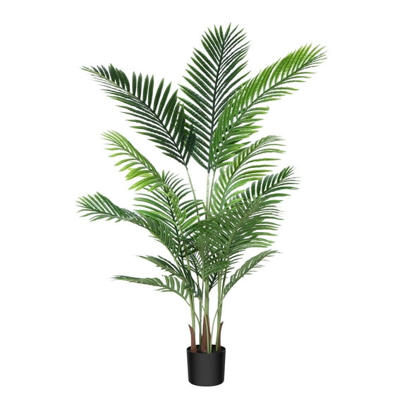 DR.Planzen Artificial Tree, 5 ft Artificial Areca Palm Plant in Pot, Fake Palm Tree with 15 Trunks for Home Office Decor