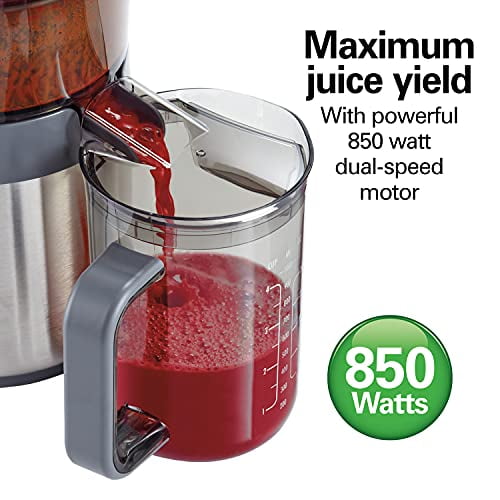 Hamilton Beach Premium Juicer Machine, Big Mouth 3 Feed Chute,  Centrifugal, Easy Clean, 2-Speeds, BPA Free 40 oz Pitcher, 850W, Silver  (67850) 