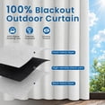 thumbnail image 3 of DONGPAI 100% Blackout Outdoor Curtains for Patio Waterproof Windproof, Linen Textured Outside Curtain with Top Grommet & Bottom Back Tab for Gazebo Porch Pergola, 100" x 96", Grayish White, 1 Panel, 3 of 8