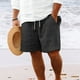 thumbnail image 2 of Pantalones cortos de playa a rayas con múltiples bolsillos para hombre - Mezcla de algodón y poliéster, cintura con cordón, bañador informal de verano, 2 of 7