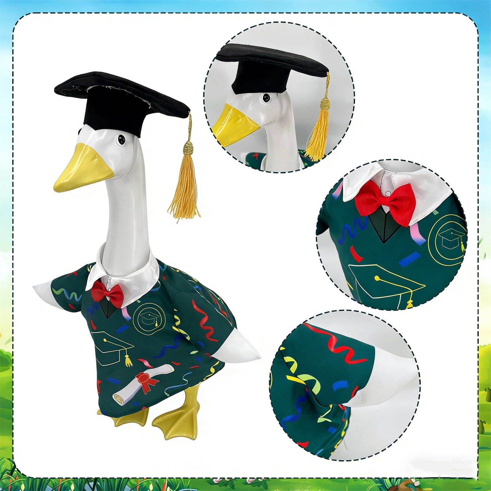2026 Graduation Gown and Cap Costumes Set for 23in Giantes Gooses, Perfect for Graduation Gooses Outfit and Outdoor Decoration
