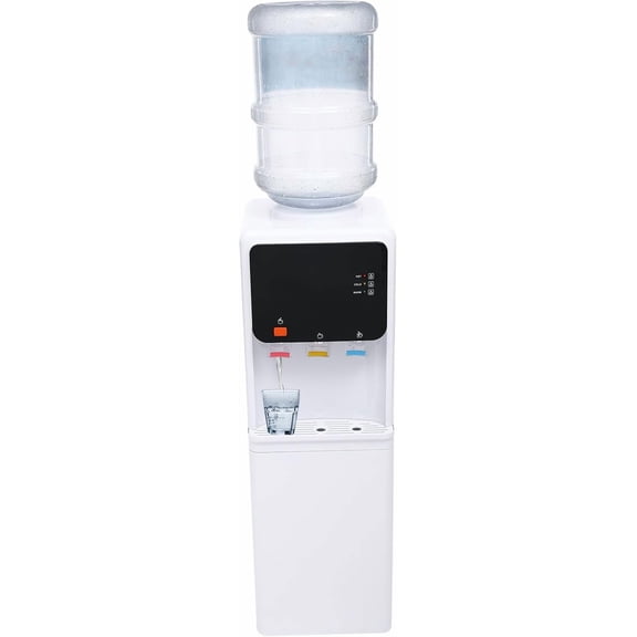 Water Dispenser for 5 Gallon Bottle, Top Loading Water Machine Hot & Cold Water Cooler Dispenser with Child Safety Lock for Home or Office Black White