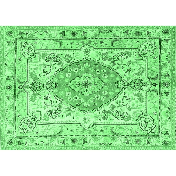 Ahgly Company Indoor Rectangle Medallion Emerald Green Traditional Area Rugs, 5' x 8'