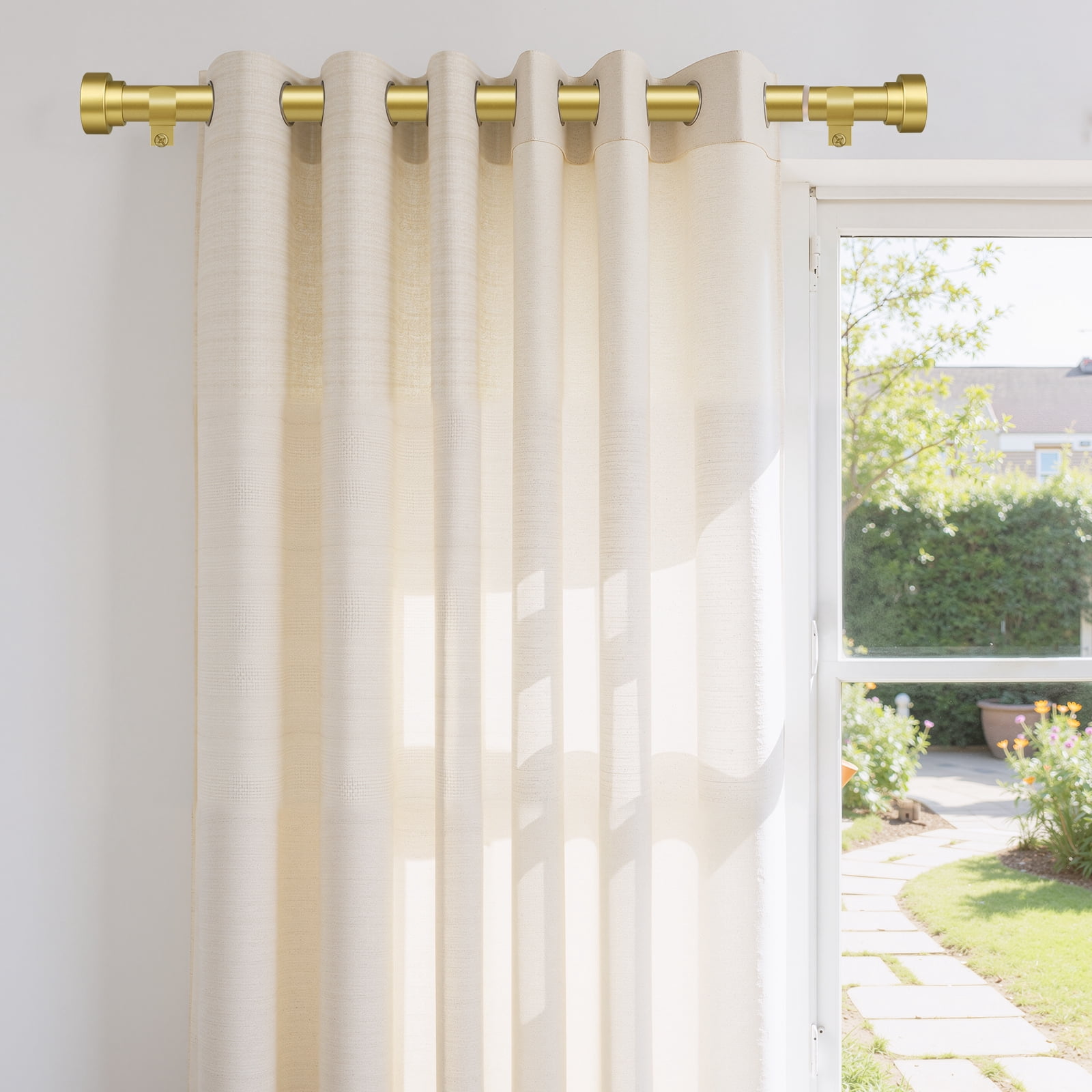 Meriville 1-Inch Side Curtain Rod Set with End Cap Finials, Adjustable 12-20 Inches, Set of 2, Gold