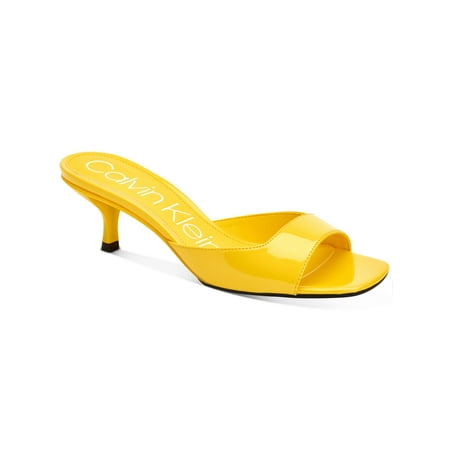 UPC 194060500850 product image for CALVIN KLEIN Womens Yellow Cushioned Mega Square Toe Kitten Heel Slip On Dress S | upcitemdb.com