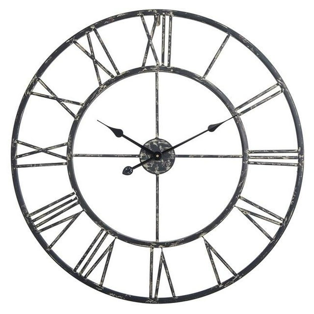 Utopia Alley CL42BK 27 in. Oversized Roman Round Wall Clock, Black