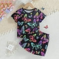 thumbnail image 5 of Baby Boys Outfits Summer Short Sleeve Luminous Butterfly Print T Shirt Tops Shorts Kids Clothes Black 18 Months-24 Months, 5 of 5