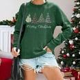 thumbnail image 2 of Fiaer Merry Christmas Sweatshirts for Women Crew Neck Plus Size Pullover Long Sleeve Loose Fit Holiday Tops Green XXL, 2 of 4