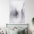 thumbnail image 4 of Winter Tapestry, Foggy Misty Winter Scenery with Leafless Tree Branch in Hazy Weather Artsy Print, Wall Hanging for Bedroom Living Room Dorm Decor, 40W X 60L Inches, Grey White, by Ambesonne, 4 of 5