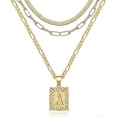 thumbnail image 1 of Women's Gold Layered Necklace Set Gold Plated Initial Pendant Necklace Paperclip Snake Necklace Silver Letters from Chain Necklace Jewelry Gift, 1 of 5