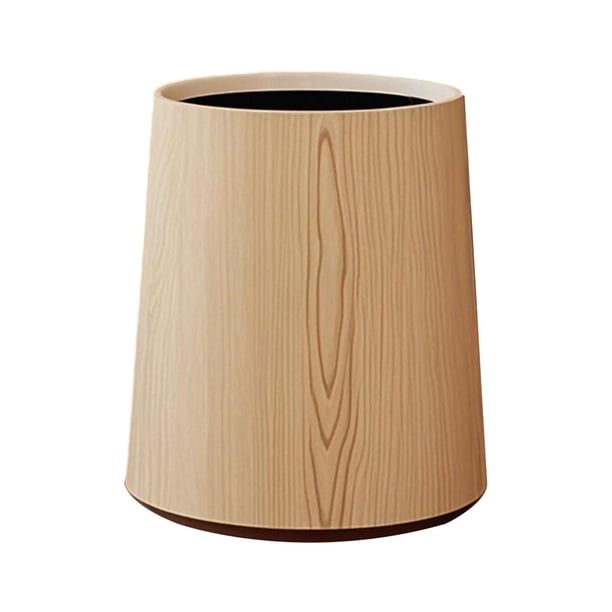 Papelera doméstica de imitación de vetas de madera, reutilizable, moderna y resistente. Madera S