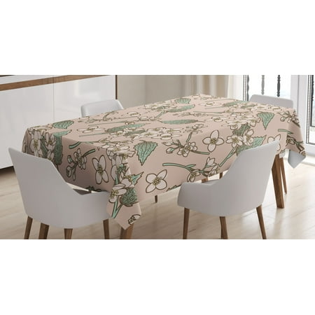 

Jasmine Tablecloth Romantic Tender Petal Pattern in Pastel Colors Nature Awakening Theme Rectangular Table Cover for Dining Room Kitchen 52 X 70 Inches Mint Green Dried Rose by Ambesonne