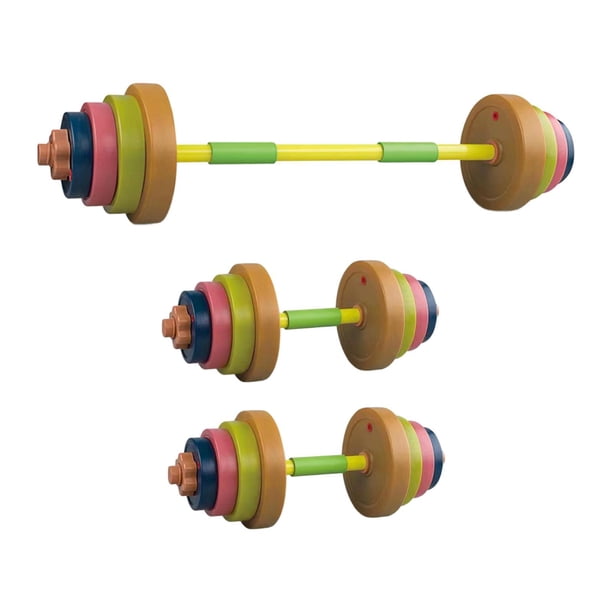 Juguetes para niños, mancuernas, barra para niños, relleno ajustable, herramientas de desarrollo sensorial para edades de 4 a 7 años, juego de pesas, Colores profundos