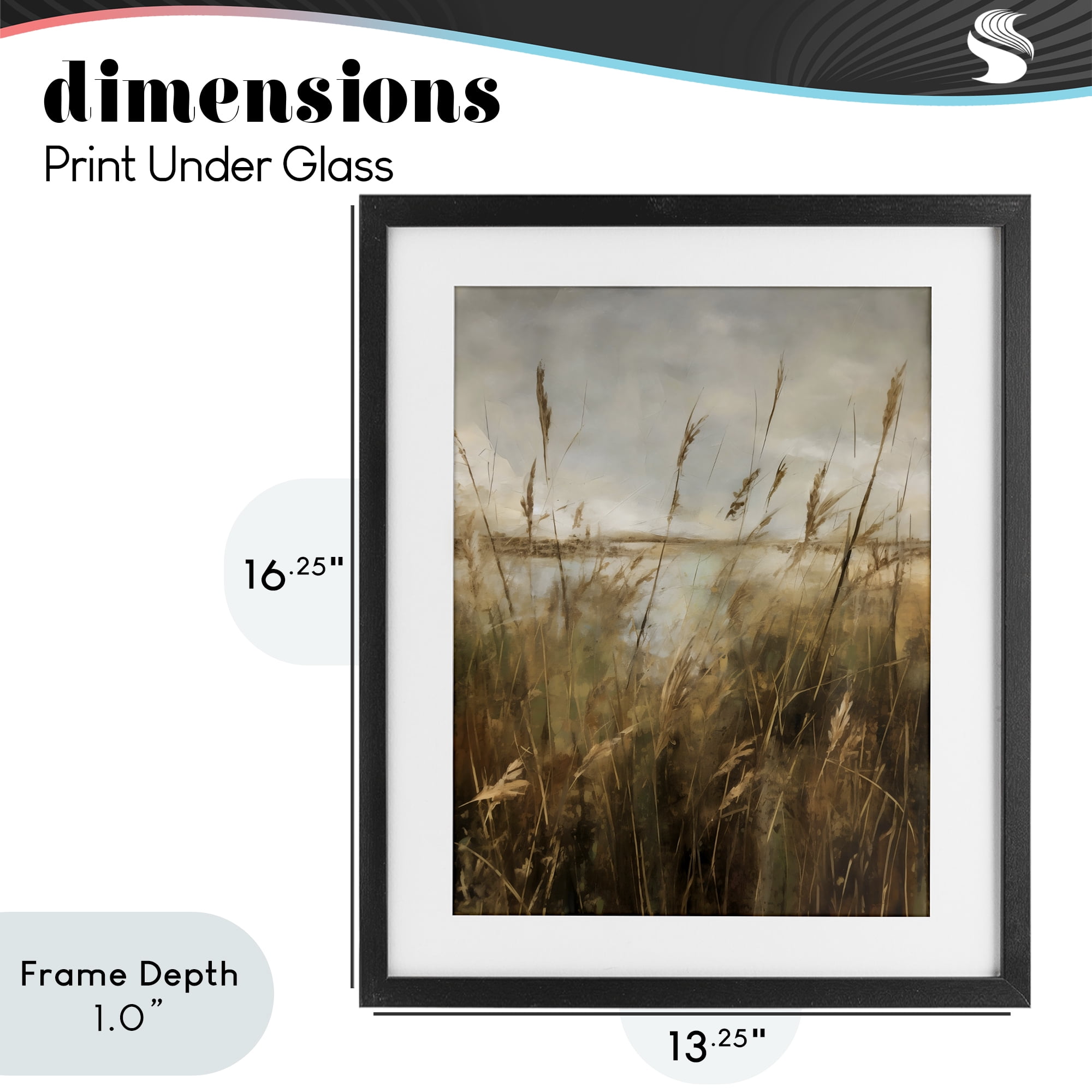 Stupell Industries Tall Grass Beside Quiet Lake Black Framed Print Under Glass, design by Creative Studio
