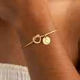 thumbnail image 3 of Turandoss 4 5 6 7 8 9 10 11 12 13 14 15 16 Year Old Birthday Gifts for Tween Teen Teenage Girl Gift Idea 14K Gold Plated Charms Cuff Bangle Knot Initial Bracelets for Women Letter A-Z Jewelry, 3 of 9