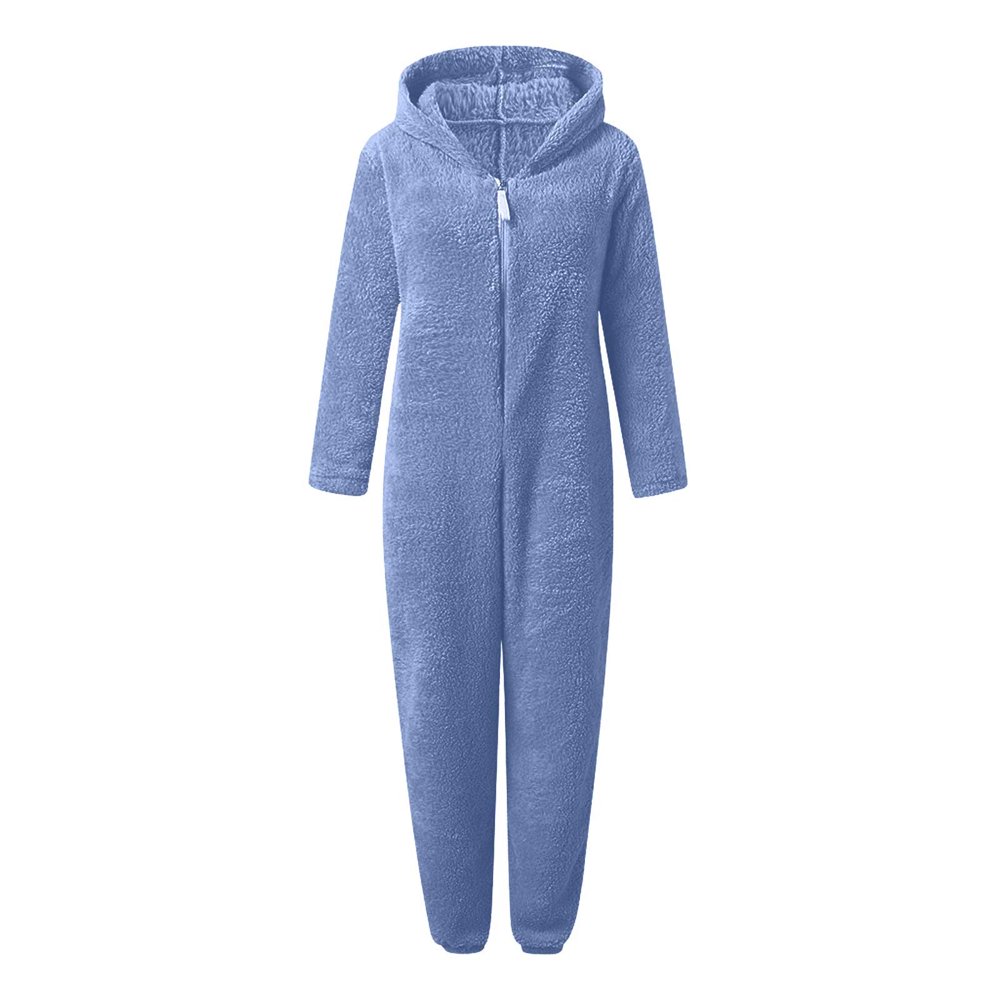 Pyjama Une Pièce à Capuche Avec Oreilles Pour Fille - Combinaison En Peluche Douce Et Chaude Pour L'automne Et L'hiver - 3