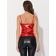 thumbnail image 4 of Camiseta holográfica sin mangas con parte superior de tirantes brillante para mujer rojo S, 4 of 5