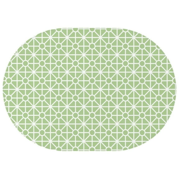 Oval Waterproof Tablecloth Green Geometry Reusable Indoor/Outdoor Durable Table Cover 60 Inch X 84 Inch