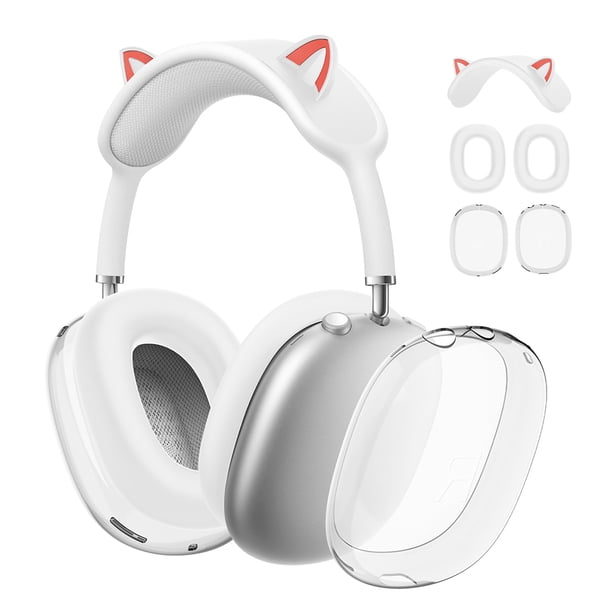 3 en 1 Orejas Gato Silicona Transparente + Cubierta Caja TPU para Max () White