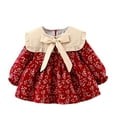 thumbnail image 2 of YWDJ Girls Dinner Dress Spring And Aut-umn New Long Sleeve Dress Korean Version Floral Princess Dress Red 2Y, 2 of 6