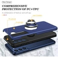 thumbnail image 6 of Case for Samsung Galaxy S21 Plus/S21+ 5G, [Built-in Camera Cover] Military Shockproof Phone Case Cover with Embedded Metal Ring Stand Kickstand [Support Magnetic Car Holder] for S21+, Blue, 6 of 13