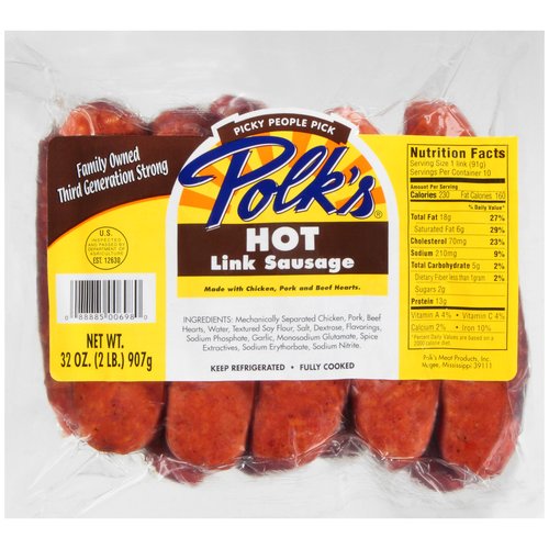 Polk's Hot Link Sausage, 32 Oz.