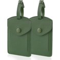 thumbnail image 1 of ZHAOCHENG etiquetas de cuero para equipaje para hombres y mujeres, etiquetas para maletas, etiquetas de identificación para bolsas de equipaje con cubierta de privacidad trasera completa, 1 of 4