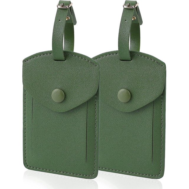 ZHAOCHENG etiquetas de cuero para equipaje para hombres y mujeres, etiquetas para maletas, etiquetas de identificación para bolsas de equipaje con cubierta de privacidad trasera completa